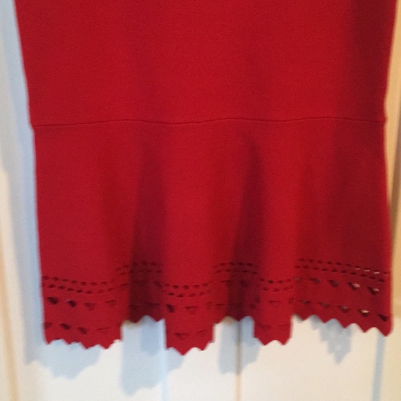 Laser Cut Flounce Sweater Red Dress 👗 size—S - Picture 2 of 8